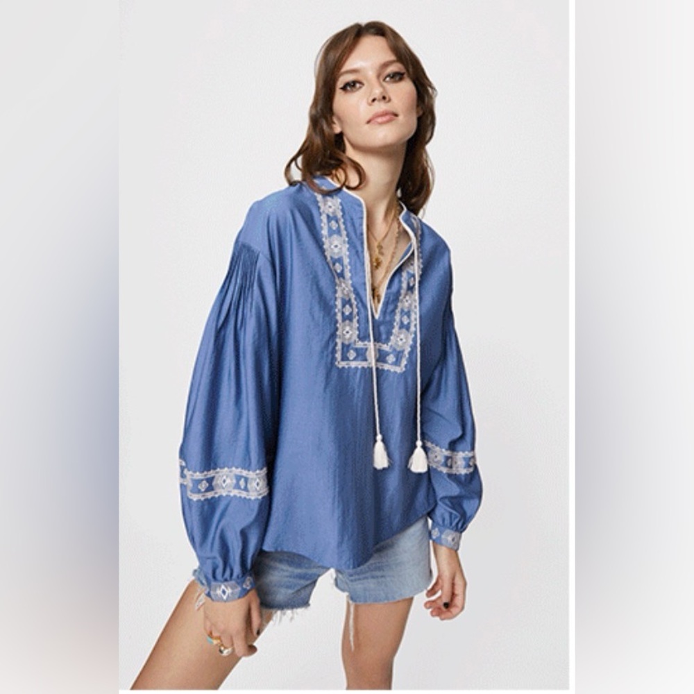 Rebecca Minkoff Blue Bohemian Blouse